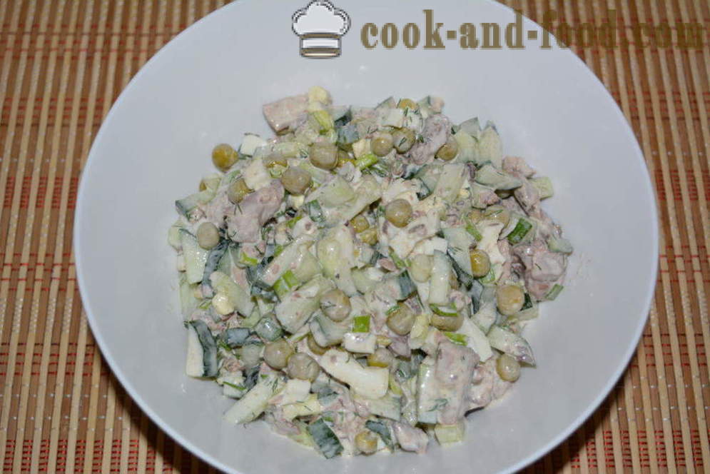 Salat konserveeritud tuunikala ja majonees - kuidas valmistada salat konserveeritud tuunikala, samm-sammult retsept fotod