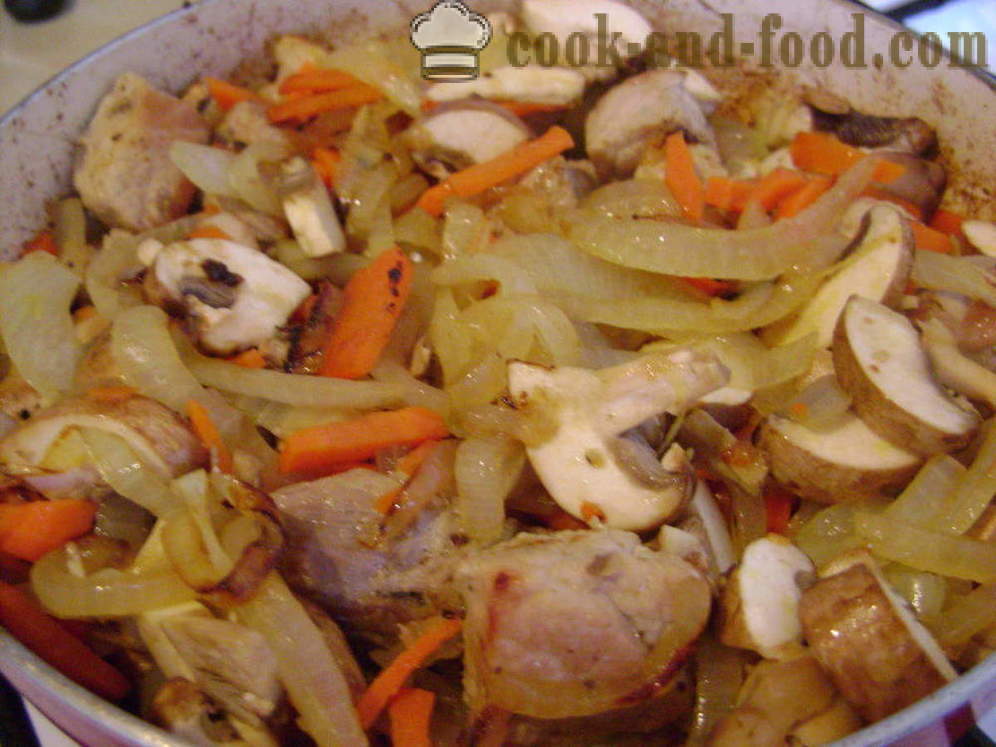 Hautatud kapsas kartul, kana ja seentega - nii maitsev süüa hautatud kapsas, samm-sammult retsept fotod