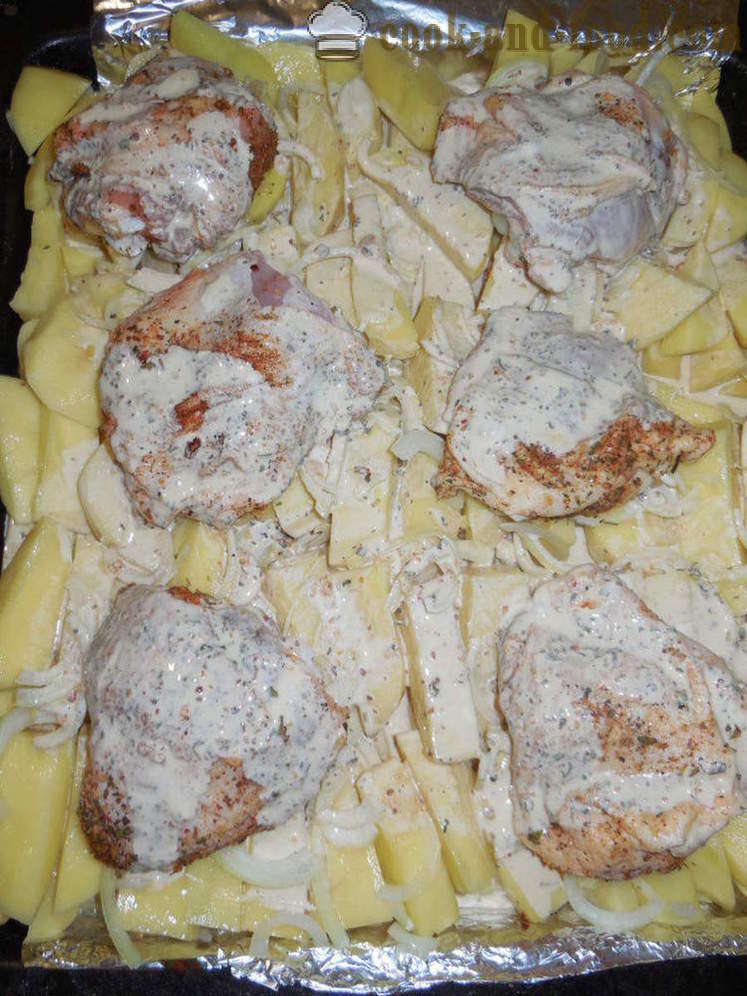 Kana reie kartuli ahjus - kuidas kokk maitsev kana reie- kartulite, samm-sammult retsept fotod