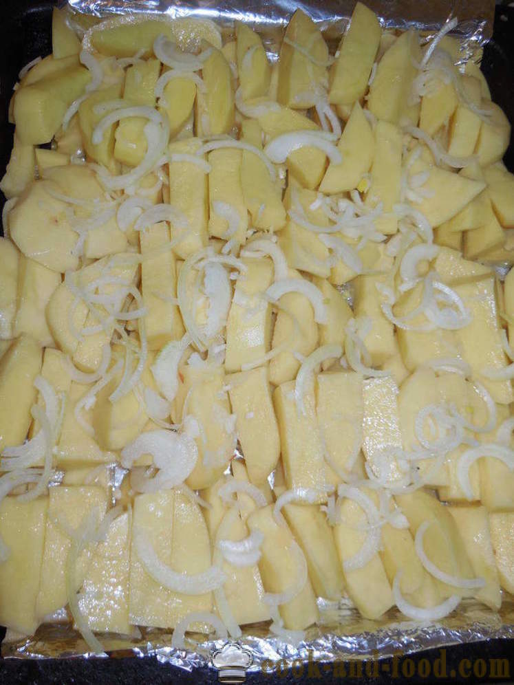 Kana reie kartuli ahjus - kuidas kokk maitsev kana reie- kartulite, samm-sammult retsept fotod
