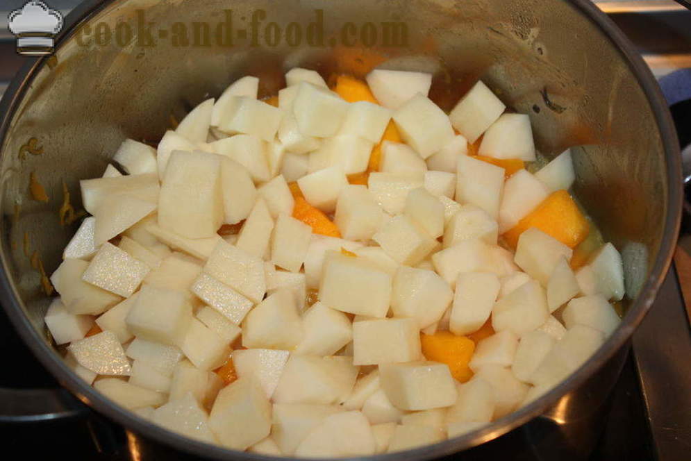 Koor kõrvits lihapallid - kuidas kokk supp püree kõrvits, samm-sammult retsept fotod