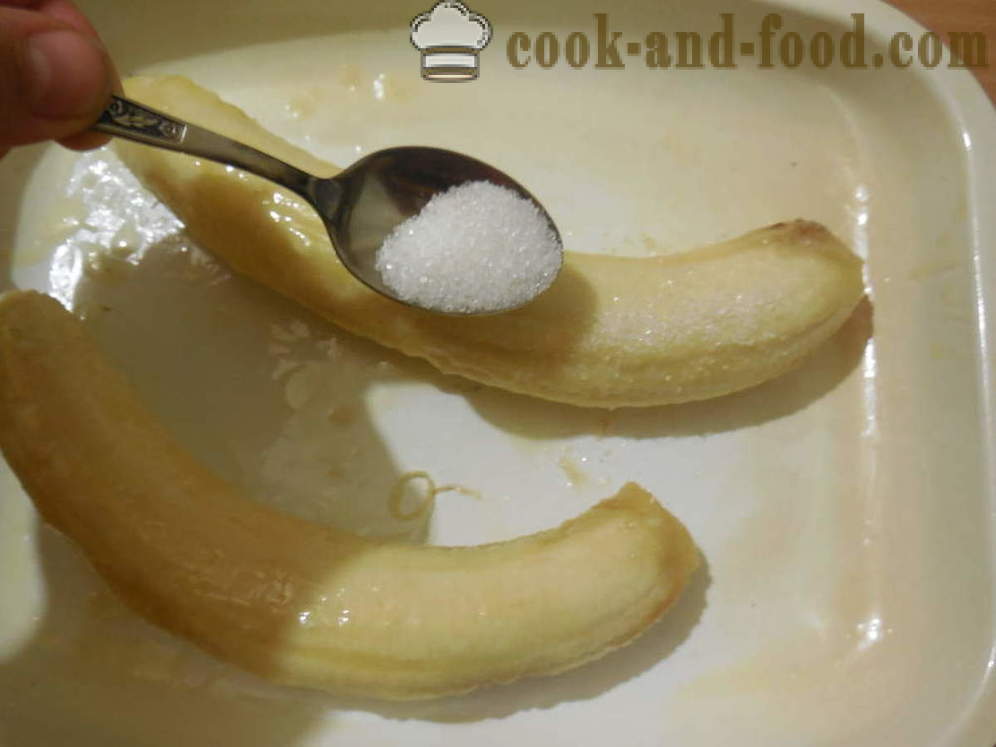 Banaanid ahjus küpsetatud pähklite ja suhkur - nagu küpsetatud banaanid ahjus magustoit, samm-sammult retsept fotod