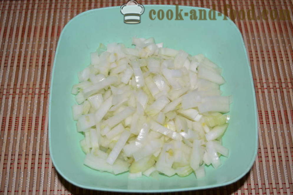 Sibulasalati sibul muna ja majonees - kuidas kokk sibulasalati, samm-sammult retsept fotod