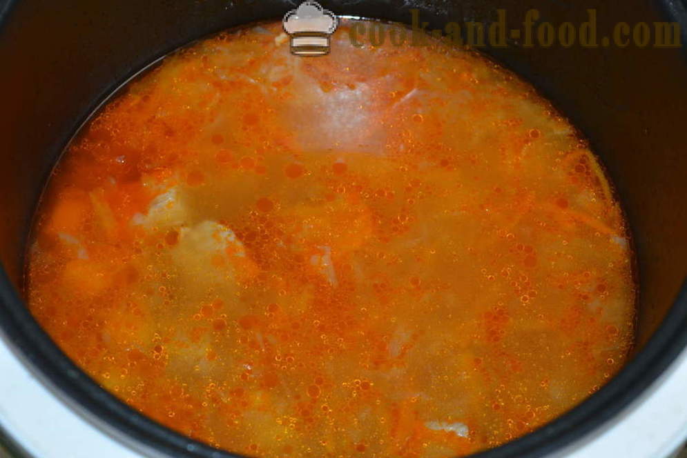 Hapu supp hapukapsas liha multivarka - kuidas kokk supp hapukapsaribad multivarka, samm-sammult retsept fotod