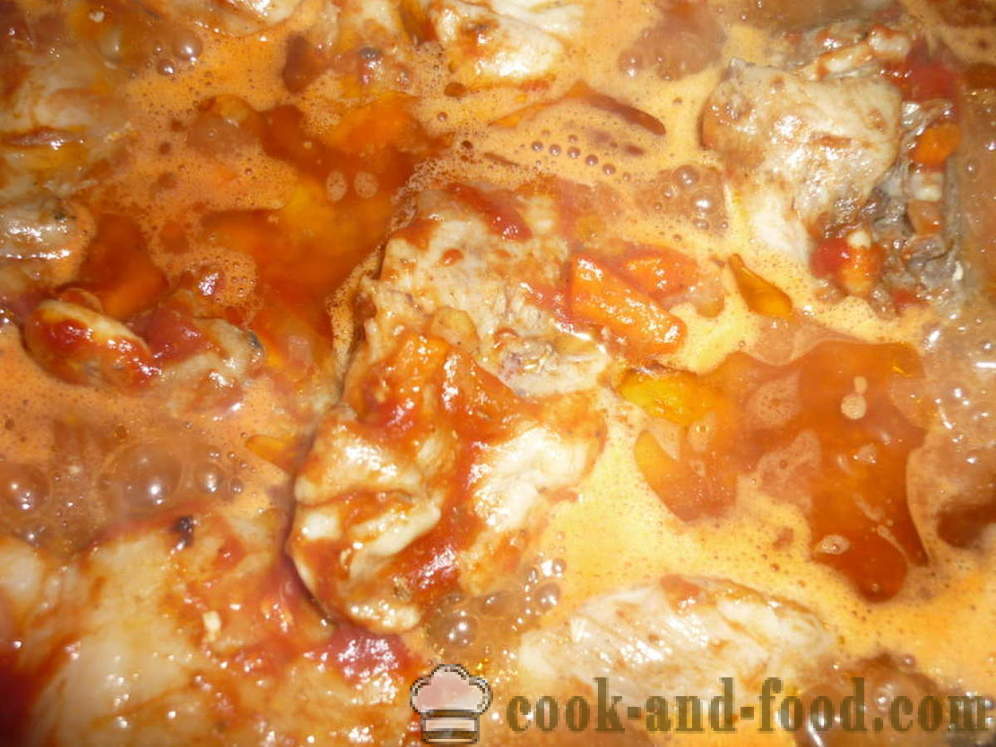 Hautatud kana tomatikastmes - nii maitsev süüa kana hautis, samm-sammult retsept fotod