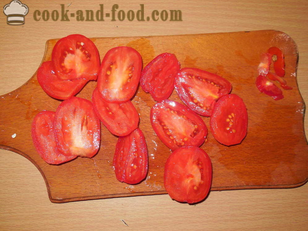 Baklažaan küpsetatud liha ja tomat - nagu küpsetatud baklazaan liha ahjus, kus samm-sammult retsept fotod