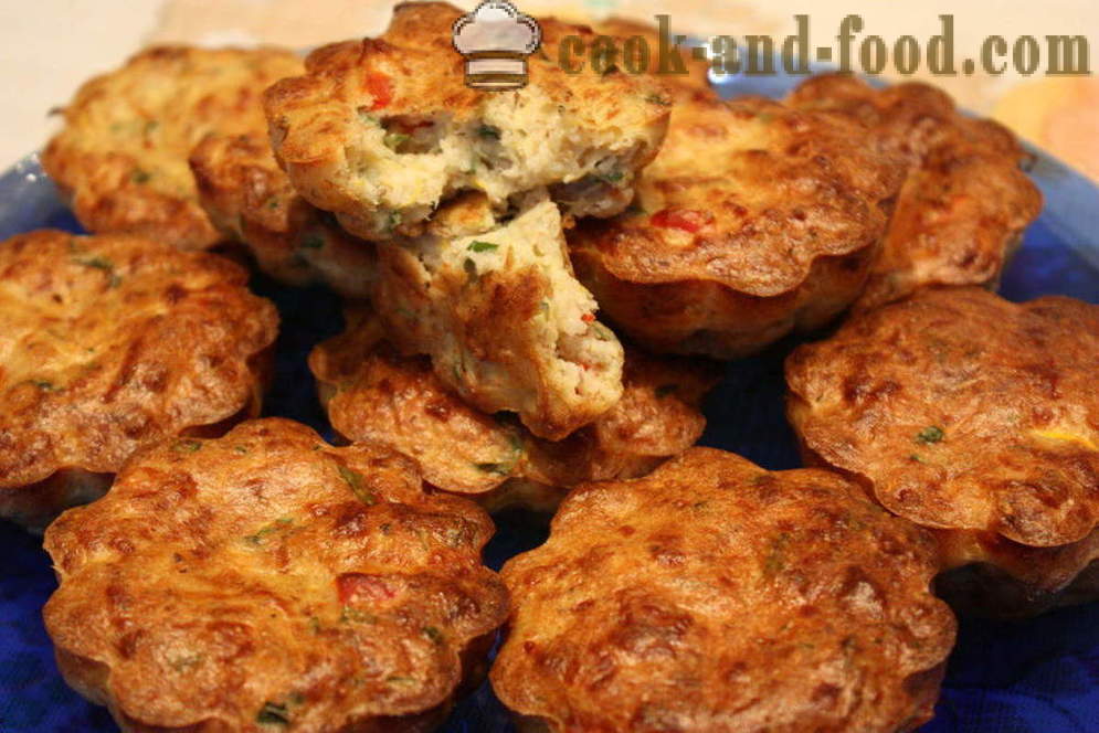 Muffins suvikõrvits juustu ahjus - kuidas kokk suvikõrvits muffinid, samm-sammult retsept fotod
