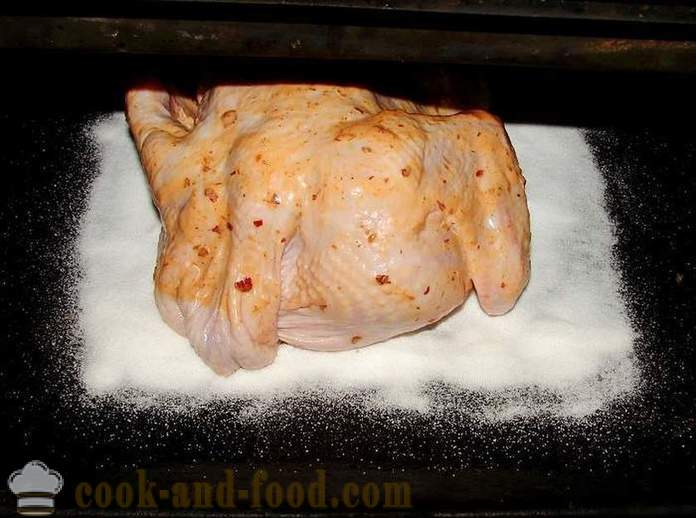 Kana soola ahjus - kuidas kokk kana soola, samm-sammult retsept fotod