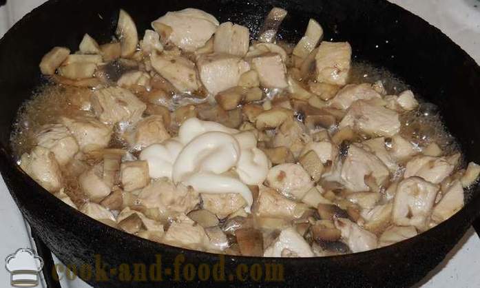 Kana hautatud seened või kuidas kokk kana hautis - samm-sammult retsept fotod