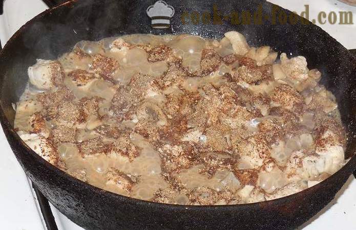 Kana hautatud seened või kuidas kokk kana hautis - samm-sammult retsept fotod