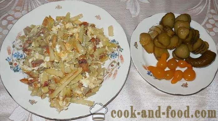 Praetud kartulid pannil peekon ja munad - kuidas kokk maitsev praetud kartulid ja õigesti, samm-sammult retsept fotod.