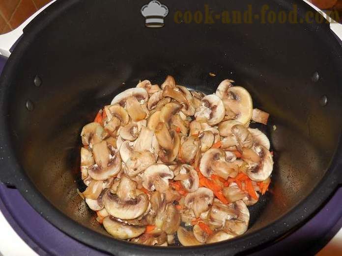 Rice kana ja seentega multivarka või kuidas kokk risotto sisse multivarka, samm-sammult retsept fotod.